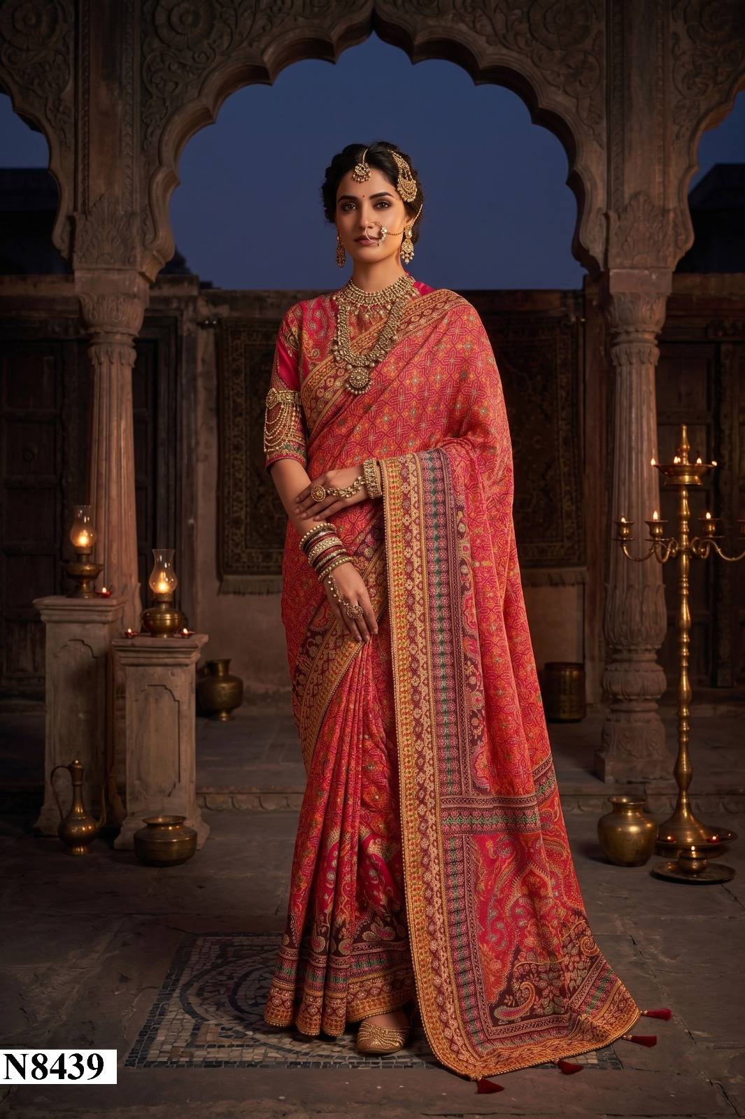 NIMAYA - RAJWADI VOL 01 by Mahotsav N8439 to N8442 Series Indian Traditional Wear Collection Beautiful Stylish Fancy Colorful Party Wear & Occasional Wear SILK Sarees At Wholesale Price